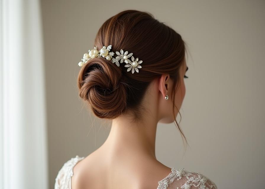 Coiffure de mariage chignon moderne élégant
